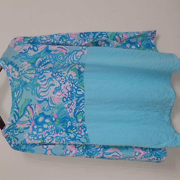 Lilly pulitzer Finn Top Aqua La Vista Print Size L - Picture 9 of 9
